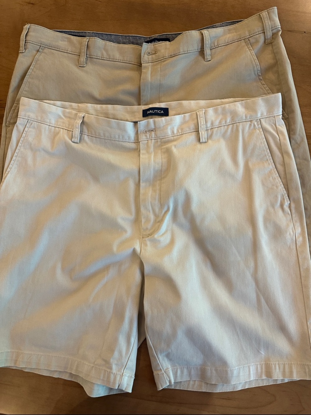 Pack of 2 Nautica Men's Light Khaki Flat-Front Cotton Shorts